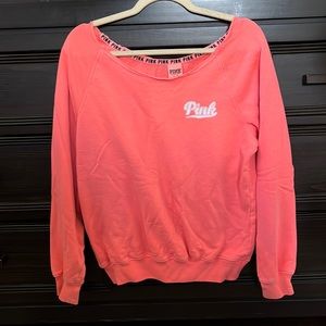 Victoria secret Pink off the shoulder sweatshirt. Size Small. Pink/coral